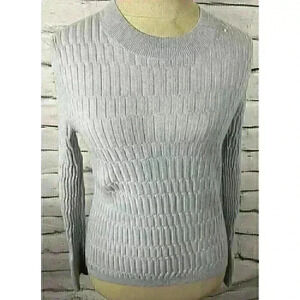Club Monaco Womens Size L Gray Long Sleeve Sweater 100% Wool Flaw!